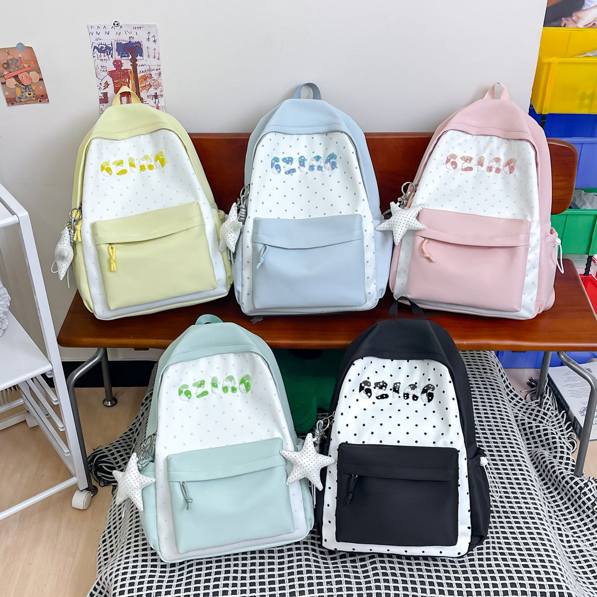 Cute Polka Dot Patterned Backpack LoungeYard — product view 4