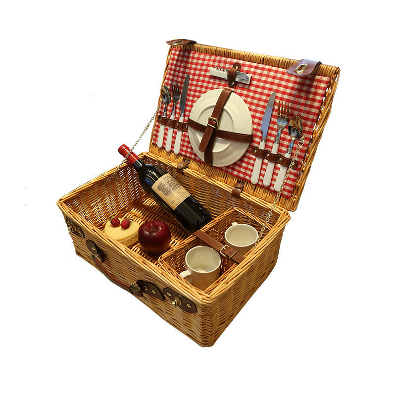 Rustic picnic basket with dish set LoungeYard — product view 4