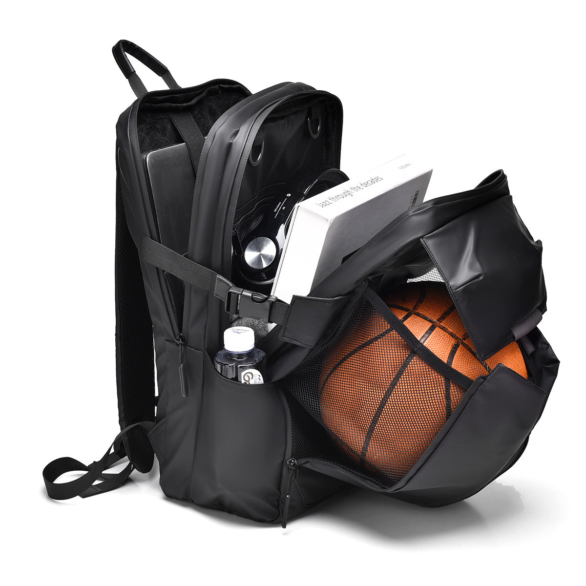 Urban backpack with waterproof material and innovative storage LoungeYard — product view 2
