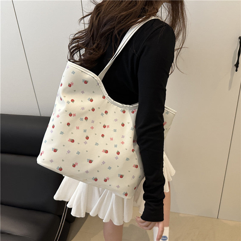 Floral Print Shopping Tote Bag LoungeYard — product view 3