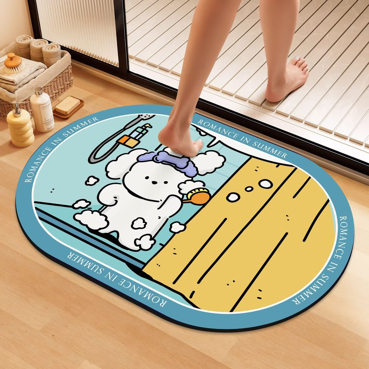 Playful Cartoon Dog Bath Mat LoungeYard — product view 6
