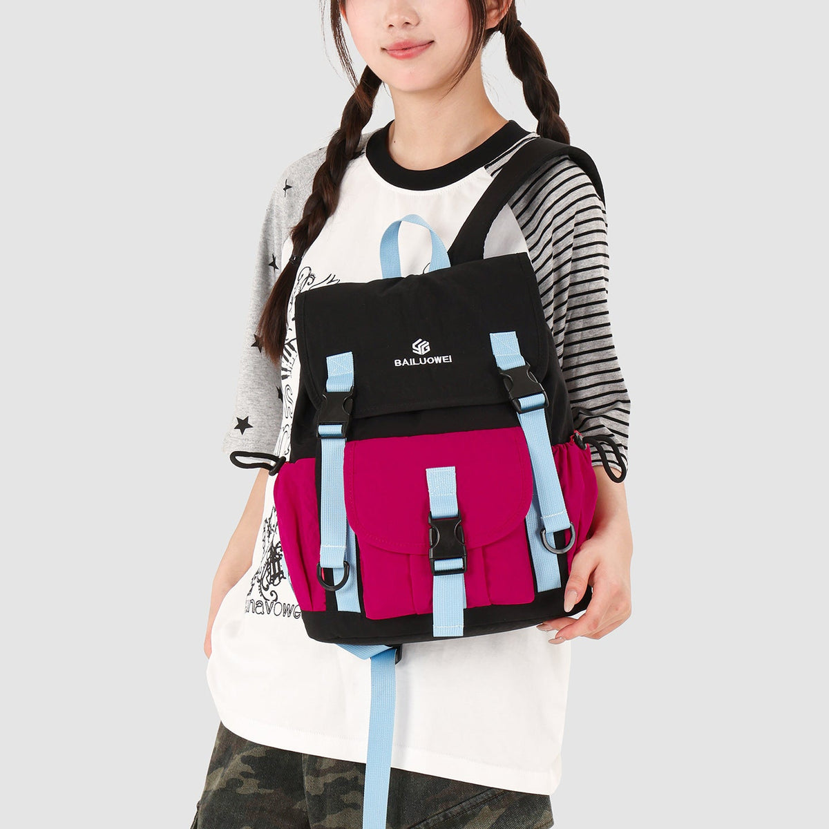 Multi-Pocket Colorful Adventure Backpack LoungeYard — product view 3