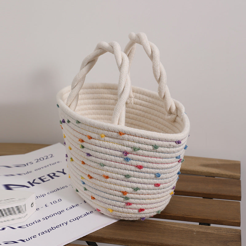 Decorative cotton basket bag LoungeYard — product view 2