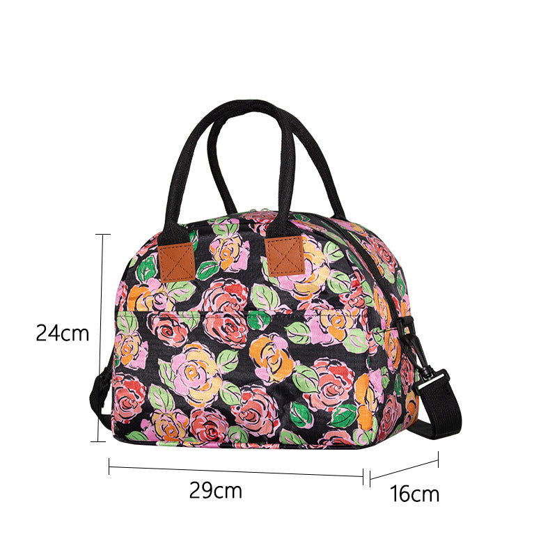 Women’s cooler bag with floral pattern and practical insulated compartment LoungeYard — product view 2