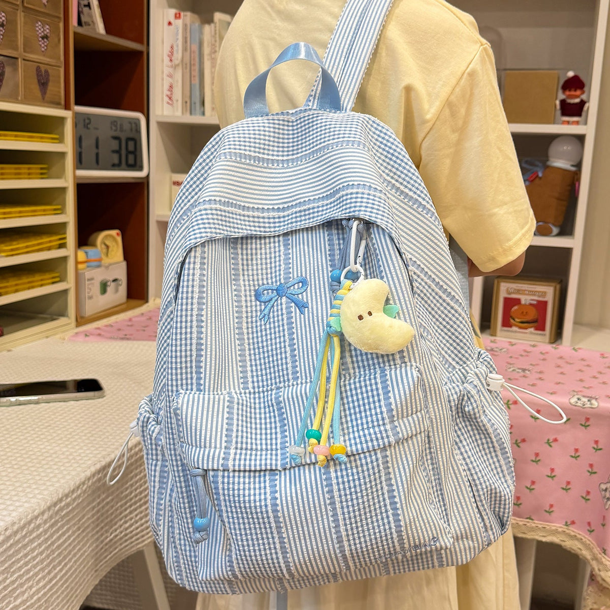 Cute Checked Patterned School Backpack LoungeYard — product view 1