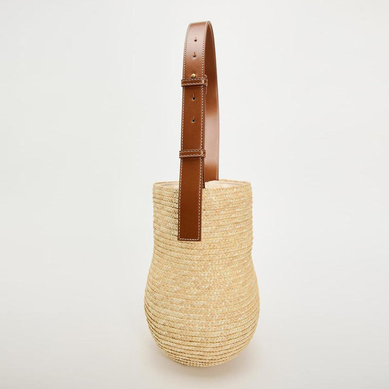 Handmade basket bag with elegant leather strap LoungeYard — product view 2