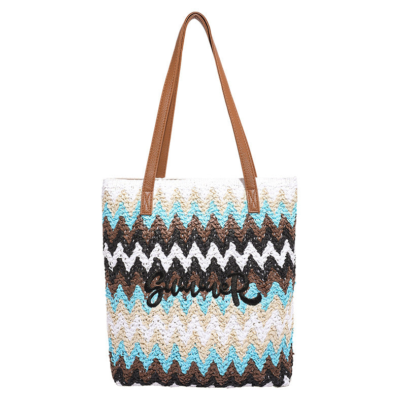 Boho Woven Straw Tote Bag — product view 2