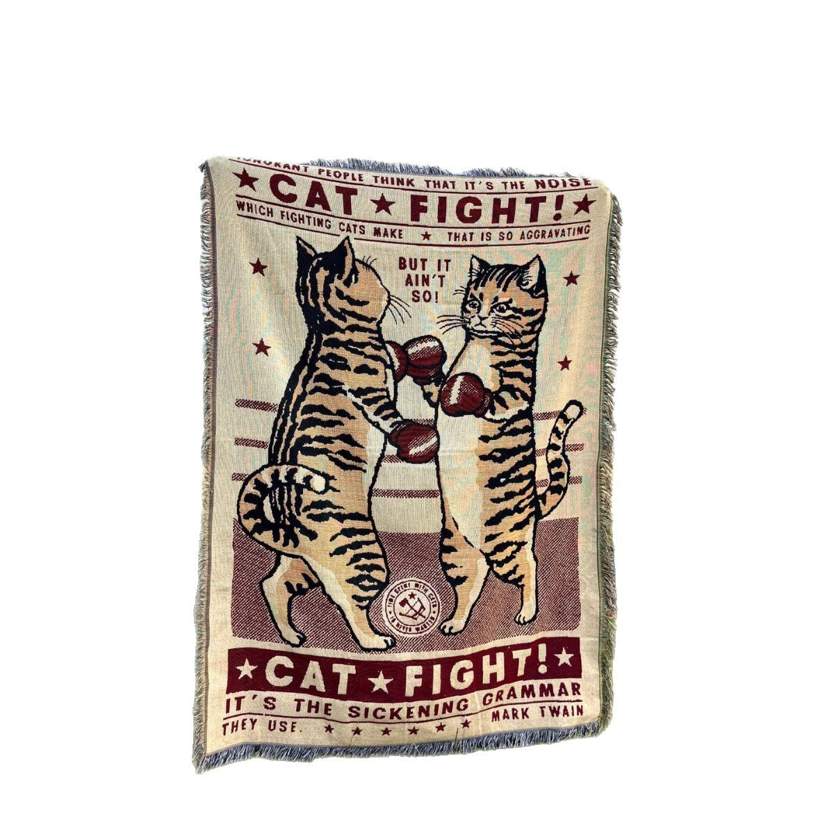 Whimsical Cat-Themed Woven Throw Blanket — product view 5
