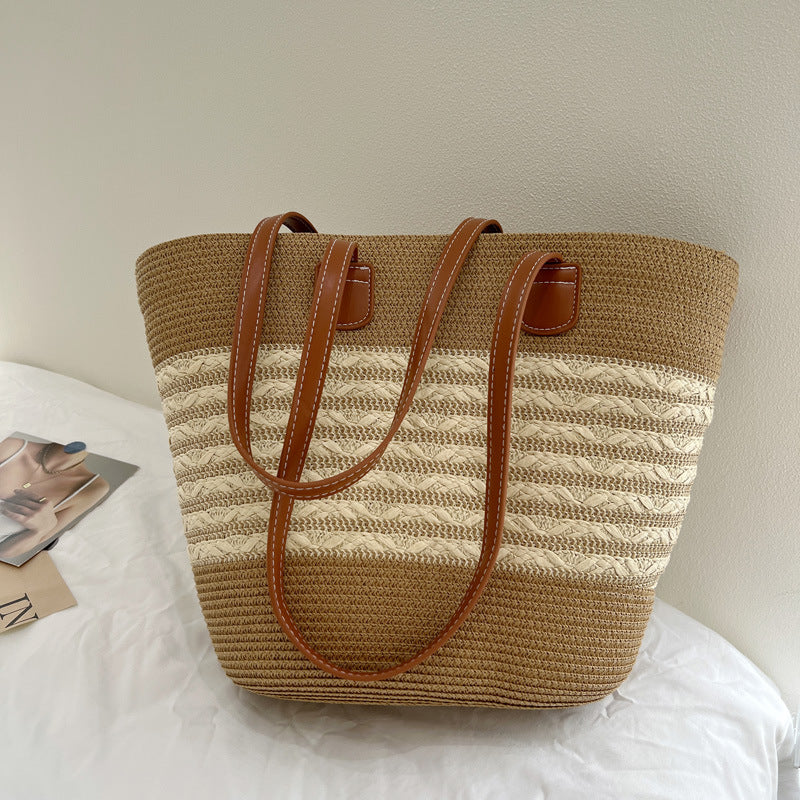 Handcrafted wicker bag with elegant leather accents LoungeYard — product view 6