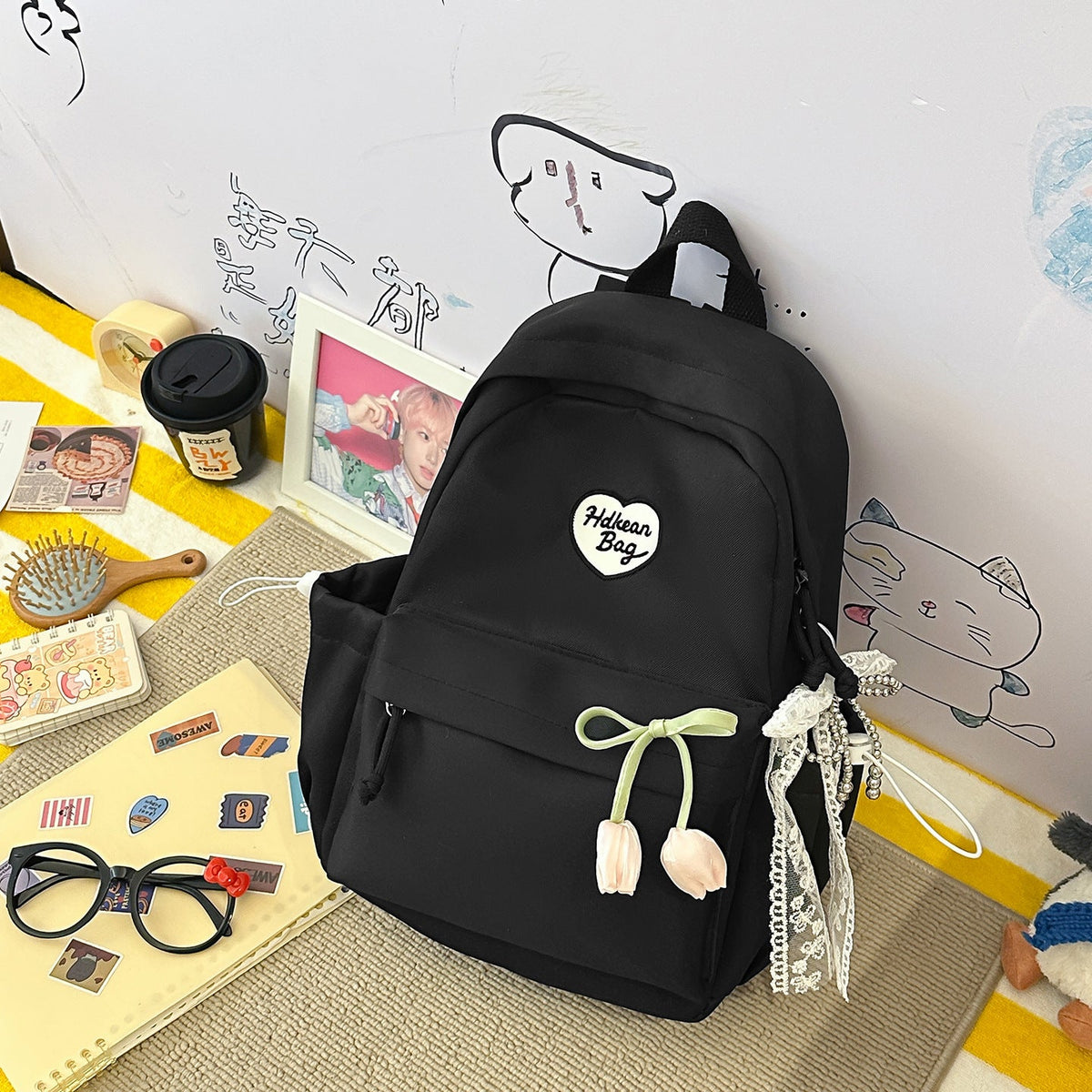 Floral-Embellished Casual Backpack LoungeYard — product view 7
