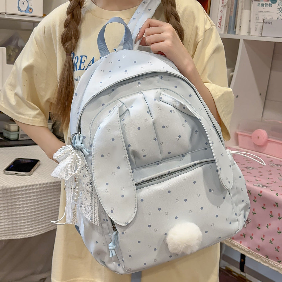 Cute Bunny-Ear Themed Backpack LoungeYard — product view 1
