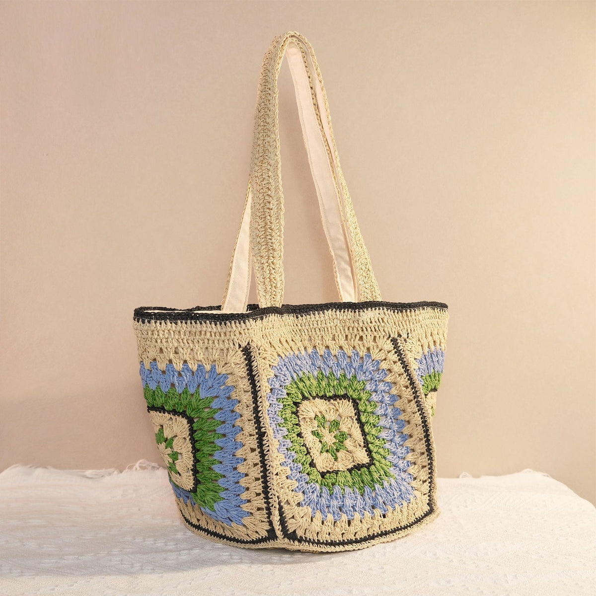 Shoulder bag with unique granny square design LoungeYard — product view 4