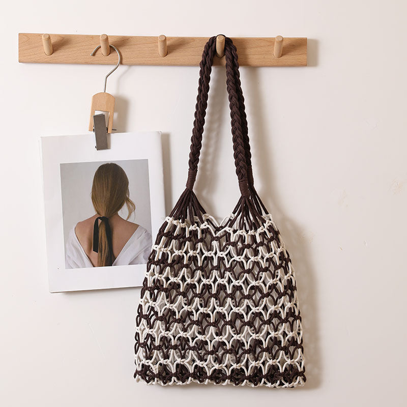 Hand-knotted shopping and beach bag LoungeYard — product view 2