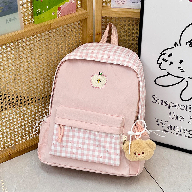 Playful Gingham Patterned Backpack LoungeYard — product view 6