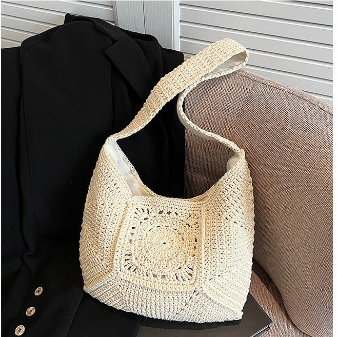Handcrafted Macrame Tote Bag with Unique Pattern LoungeYard — product view 2