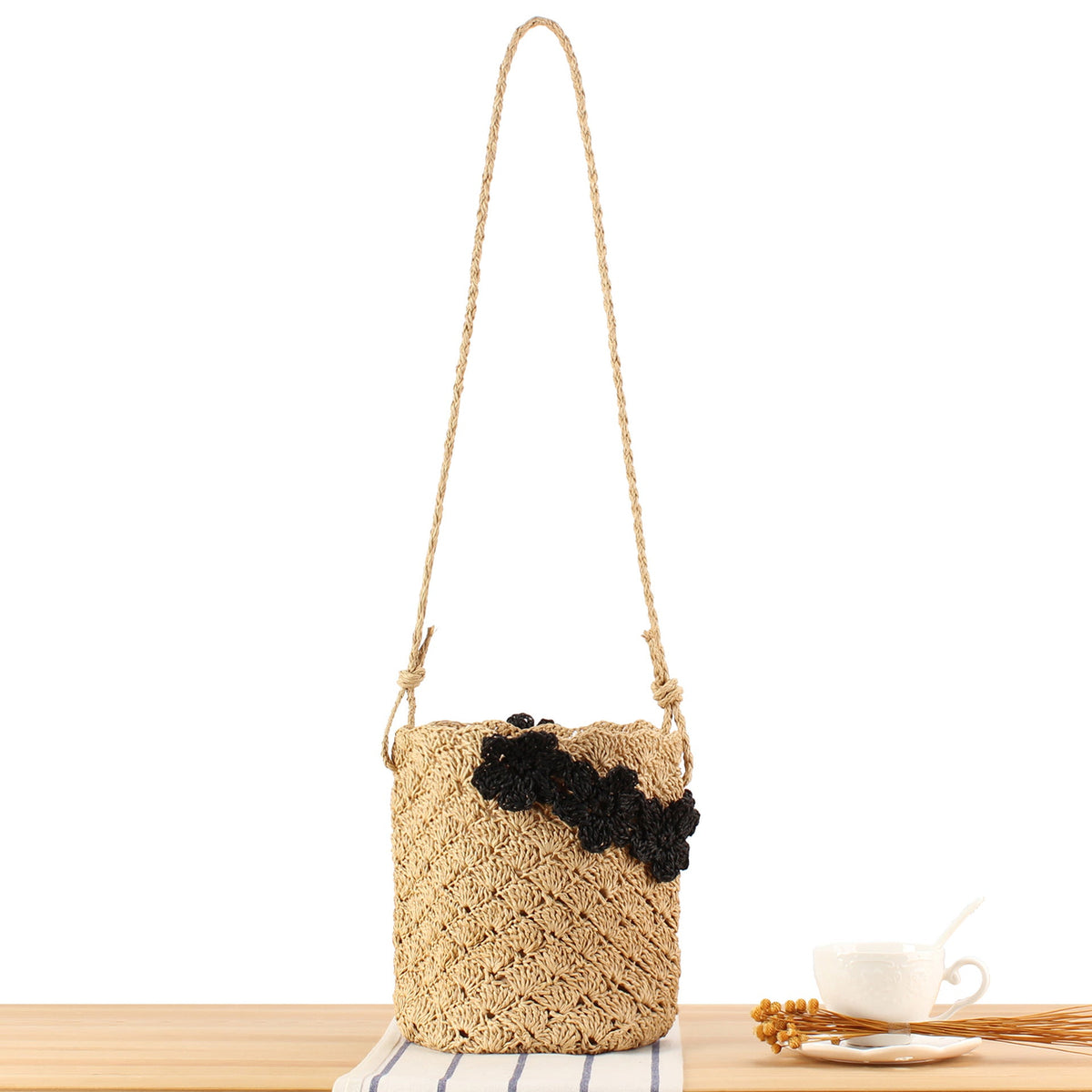 Handmade tote bag with floral accents LoungeYard — product view 5