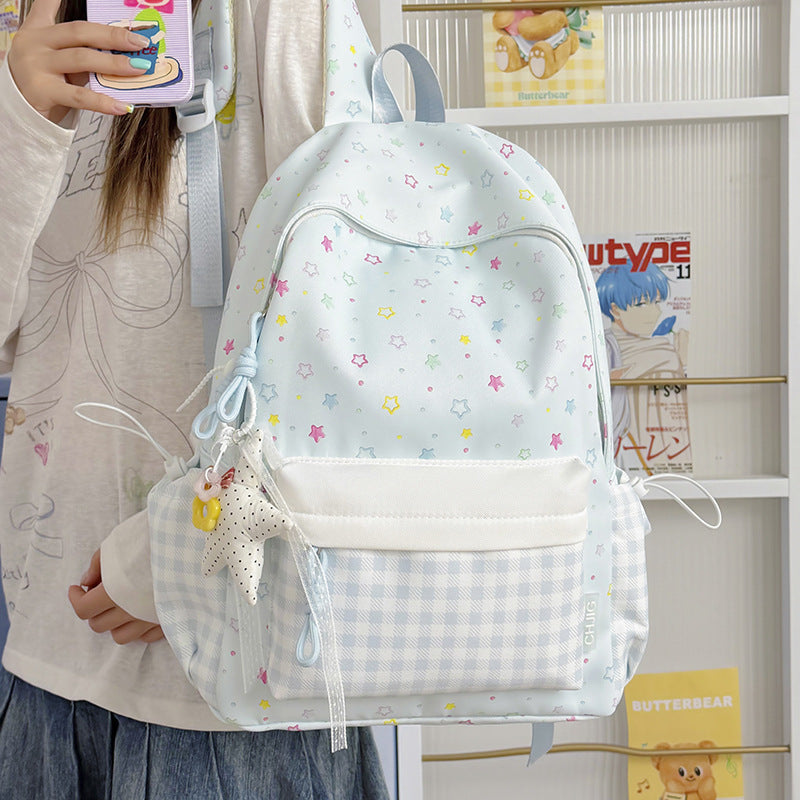 Cute Star-Patterned Casual Daypack LoungeYard — product view 2