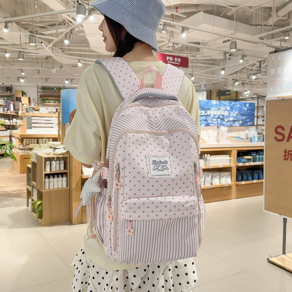 Whimsical Star-Embellished School Backpack LoungeYard — product view 3