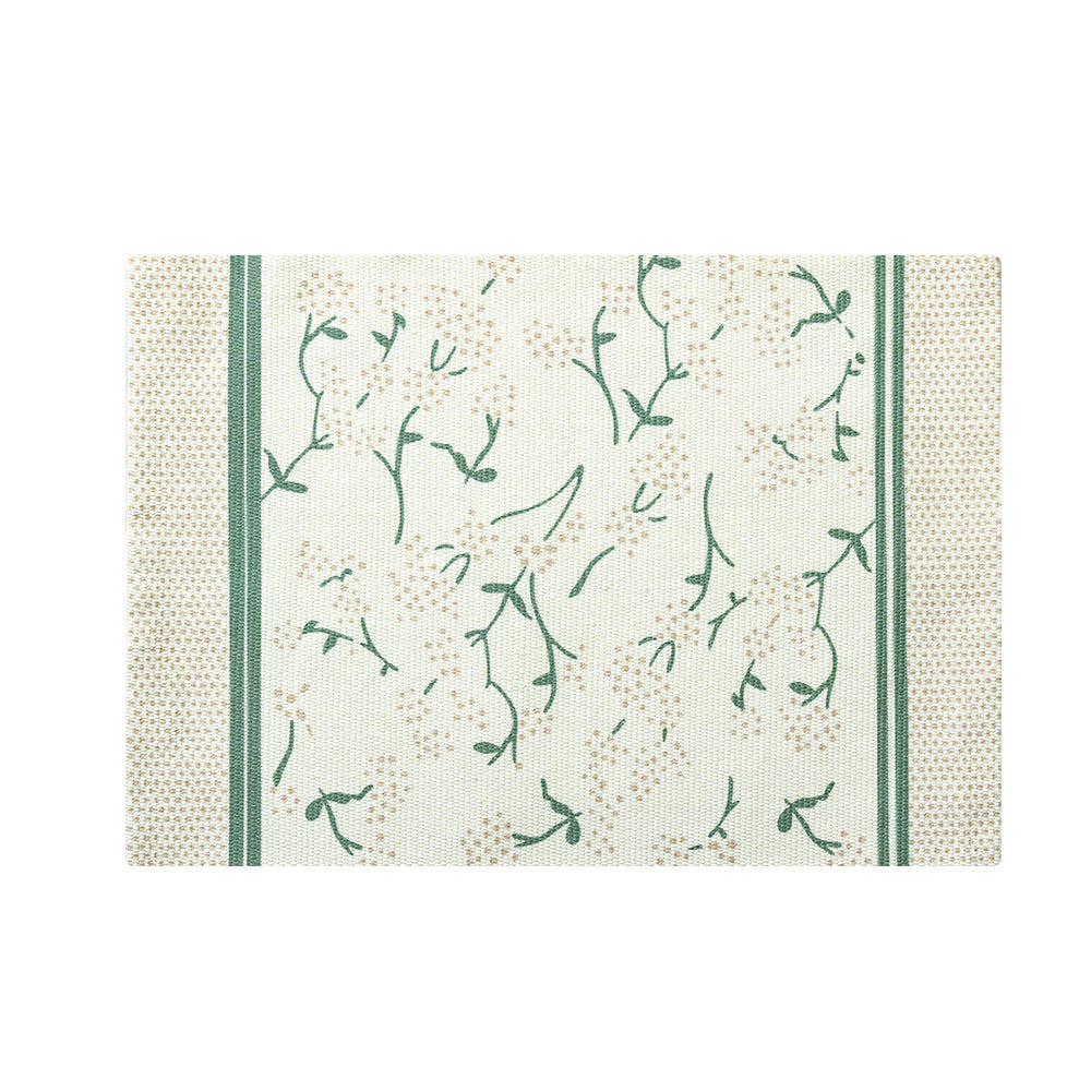 Floral woven bath mat with jacquard structure, absorbent cotton surface and non-slip underside LoungeYard — product view 7