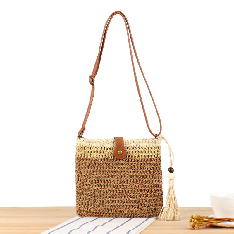 Handmade shoulder bag with tassels and leather accents LoungeYard — product view 7