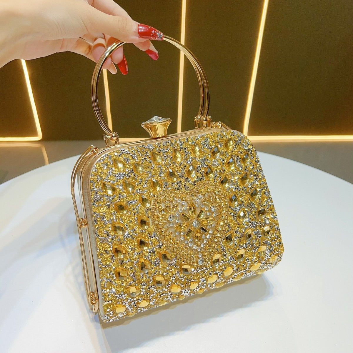 Heart-Shaped Crystal Evening Handbag — product view 1