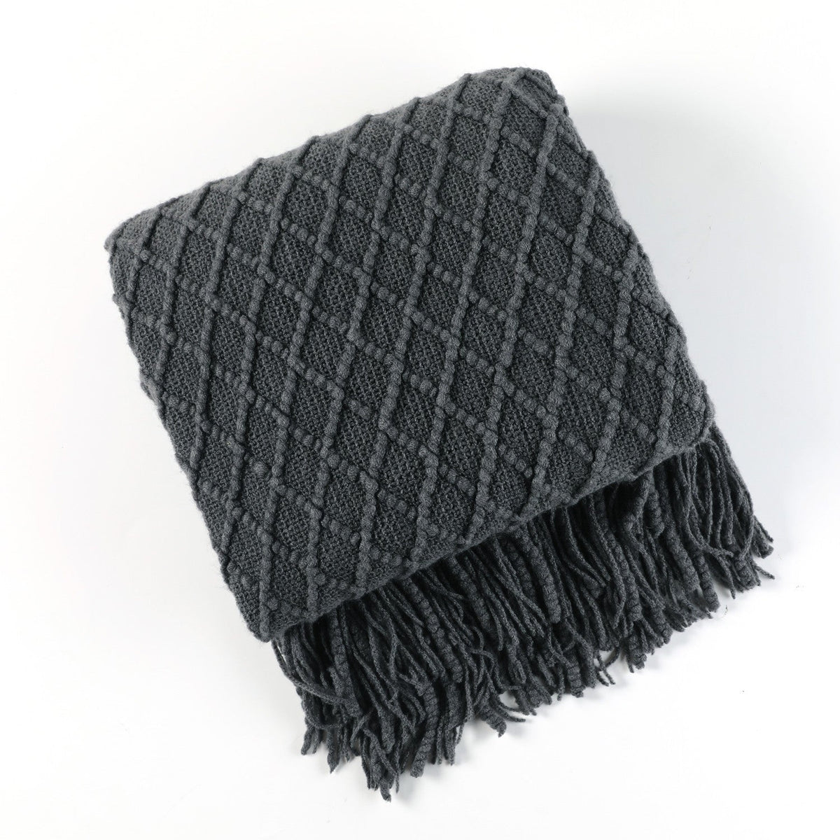 Cable Knit Fringe Throw Blanket LoungeYard — product view 6