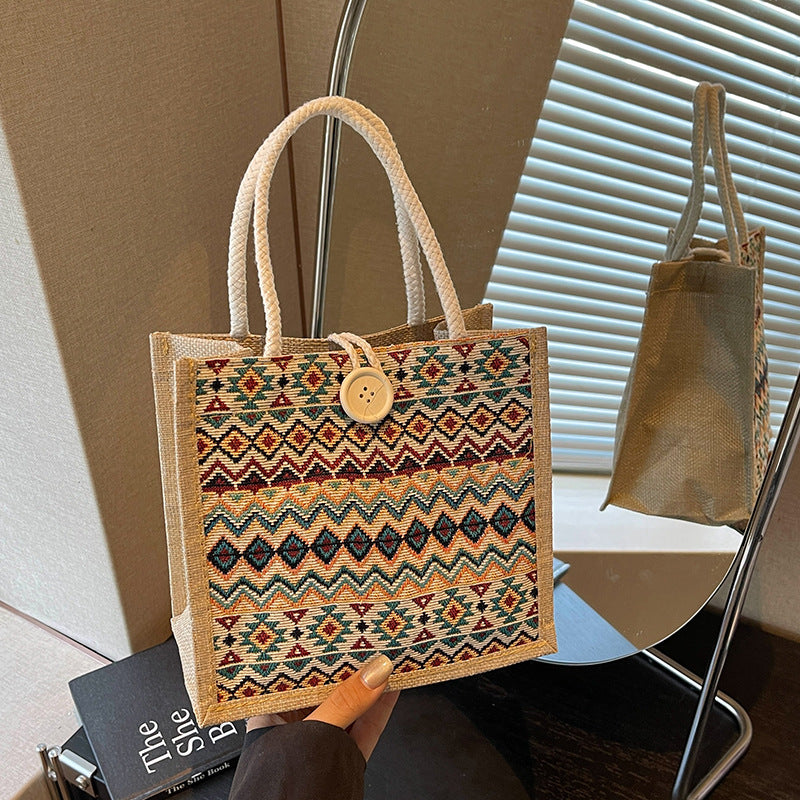 Ethnic Patterned Woven Tote Bag — product view 2