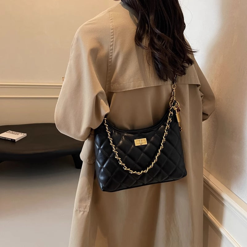 Quilted Chain-Detail Shoulder Bag LoungeYard — product view 3