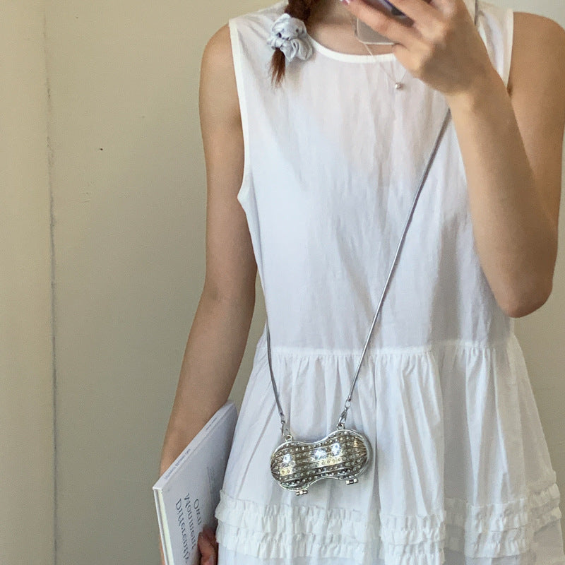 Glamorous Rhinestone Peanut-Shaped Crossbody Bag LoungeYard — product view 3