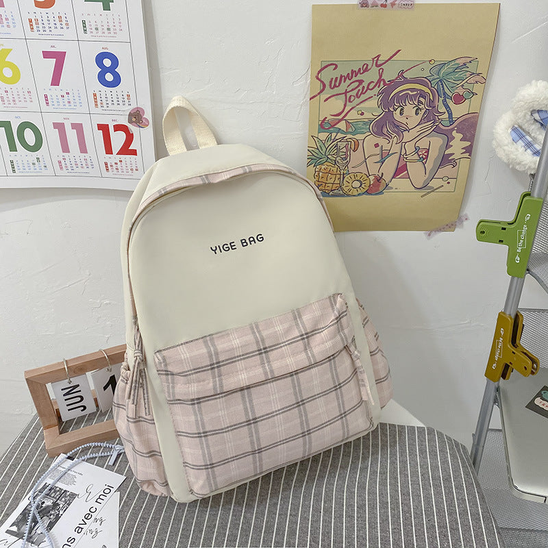 Casual Plaid Pattern Backpack LoungeYard — product view 6