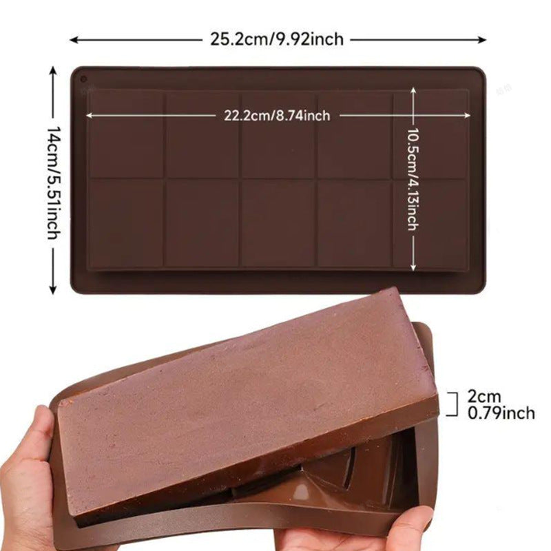 Flexible Silicone Rectangular Chocolate Bar Mold Ten-Segment Nonstick Removable Tray — product view 6