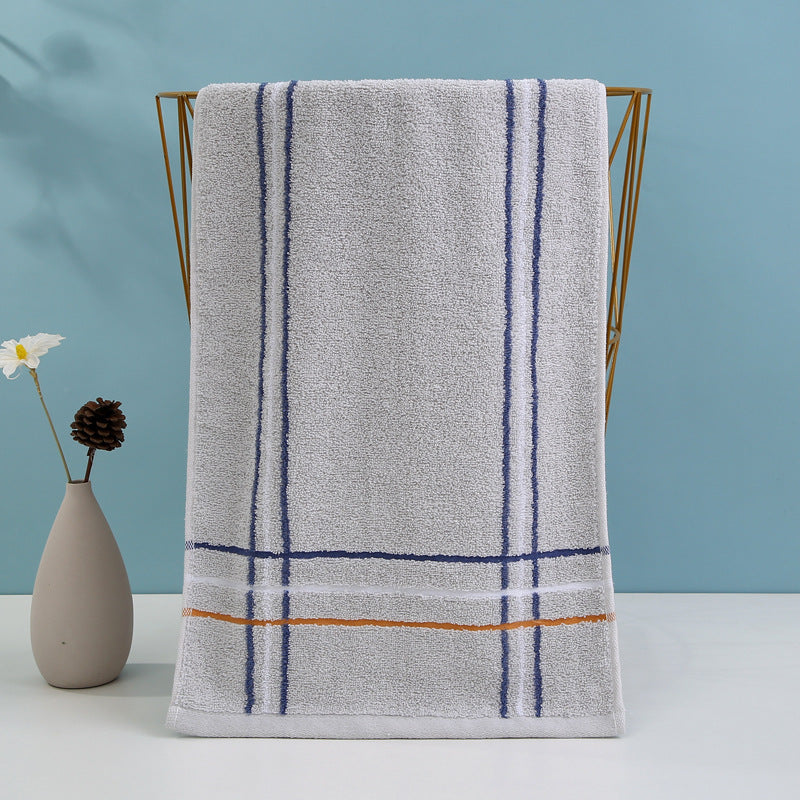 Terry Bath Towel with High-Quality Check Border LoungeYard — product view 4