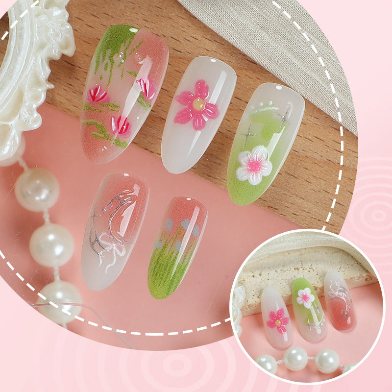Premium Hand-Painted Floral Press-On Nails — product view 2