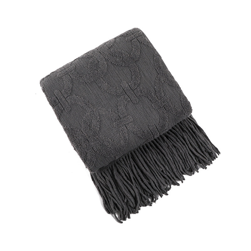 Textured Fringe Throw Blanket — product view 5