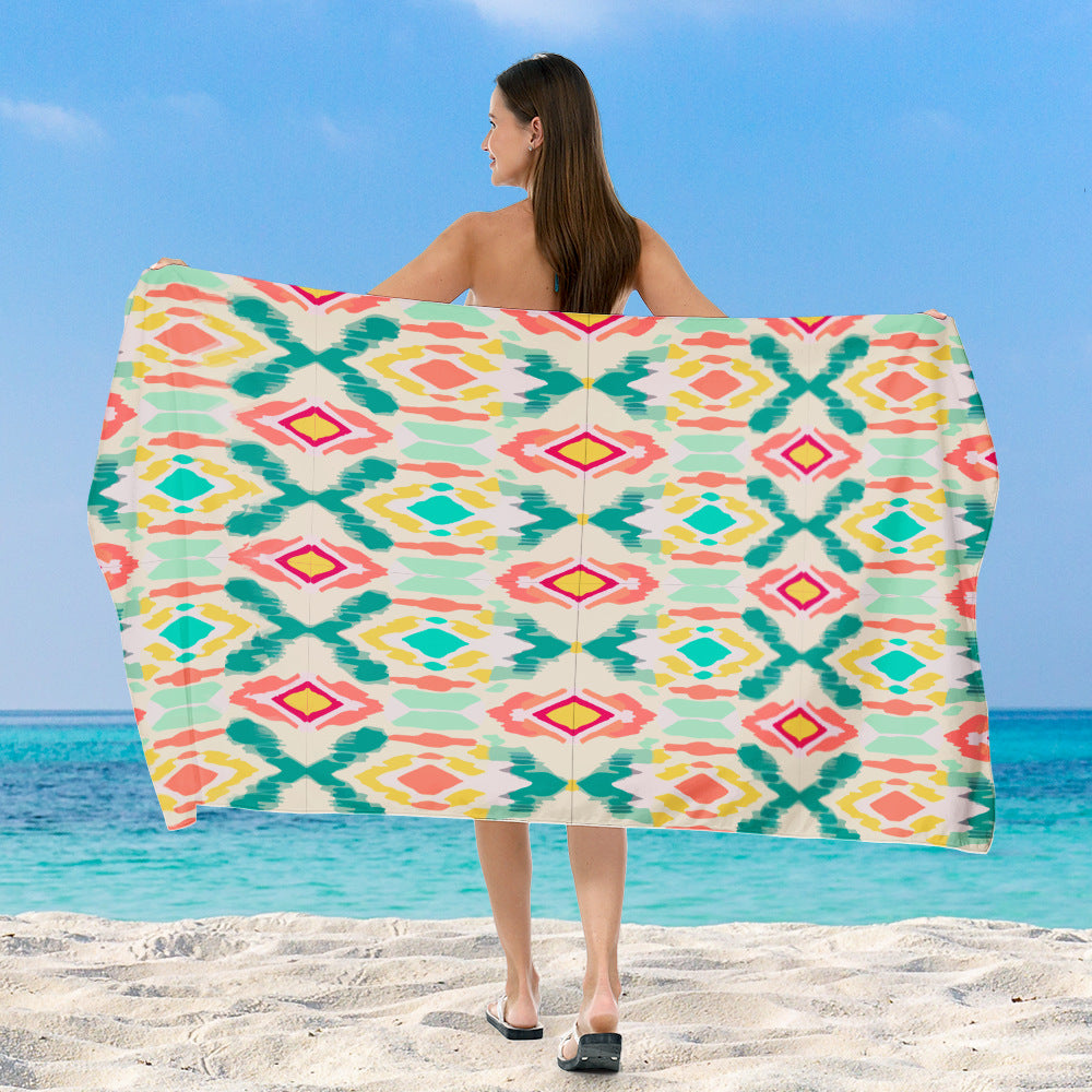 Beach blanket with exclusive geometric tribal design LoungeYard — product view 5