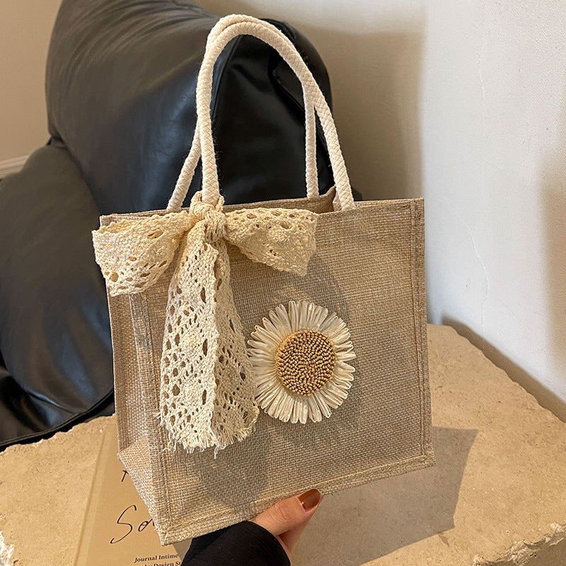 Elegant Floral Accent Handcrafted Tote — product view 1