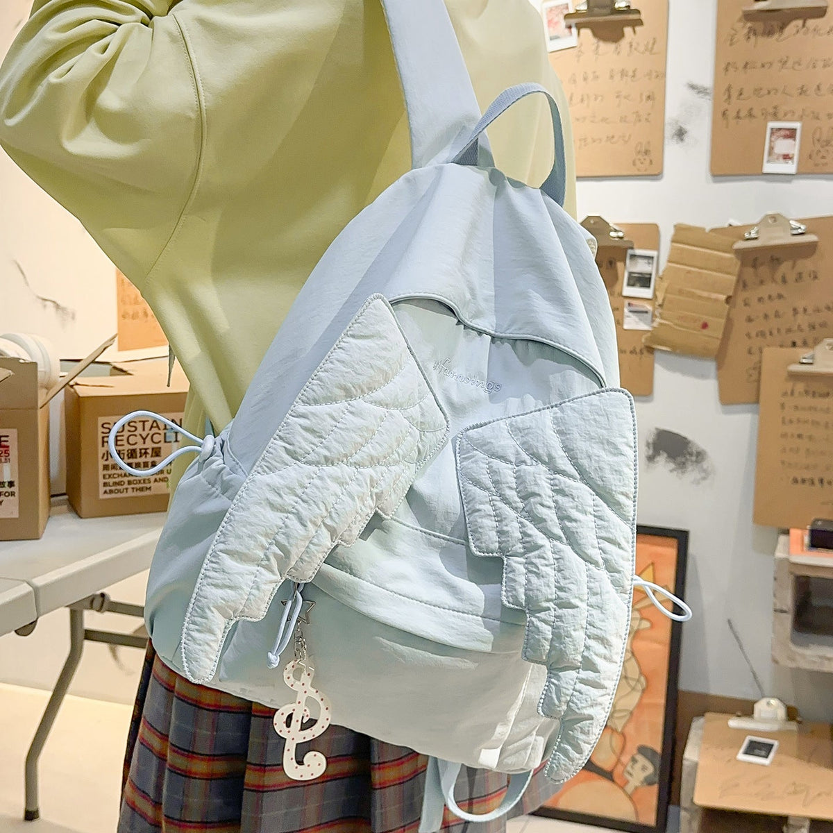 Cute Wing-Embellished Casual Backpack LoungeYard — product view 3