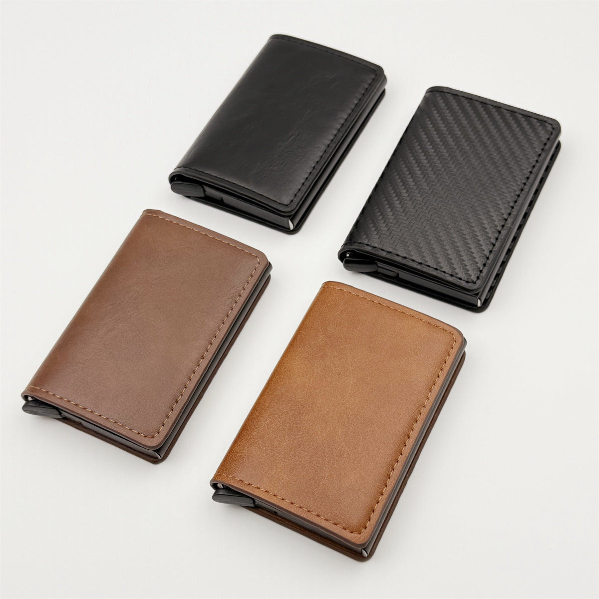 Slim RFID-Blocking Automatic Card Eject Leather Wallet LoungeYard — product view 4