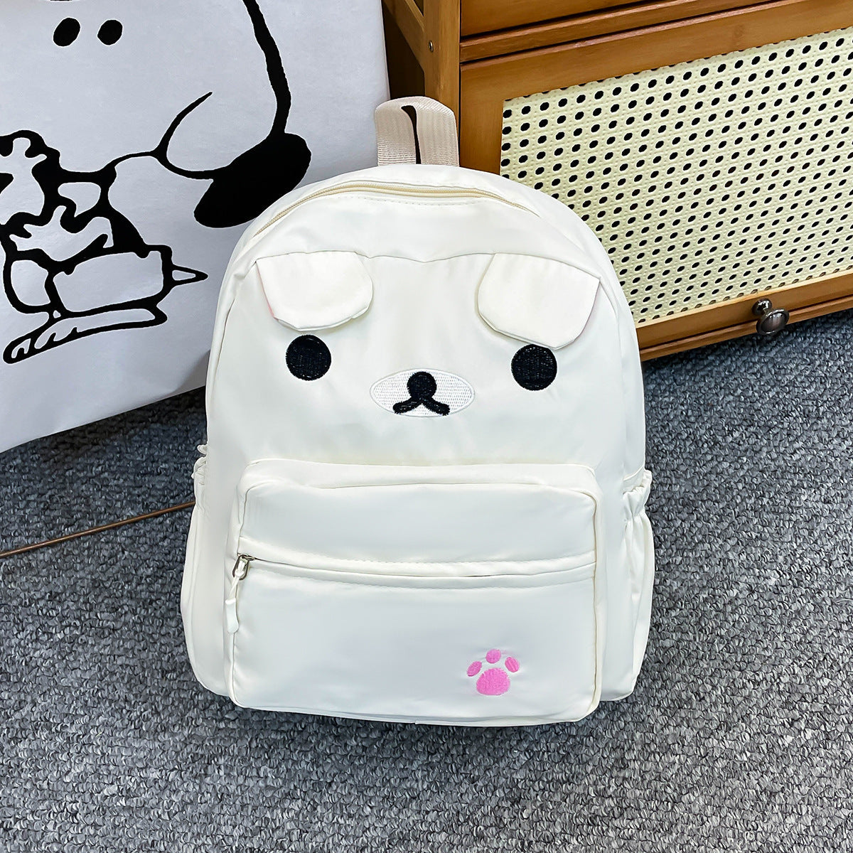 Cute Animal Face Plush Backpack LoungeYard — product view 3