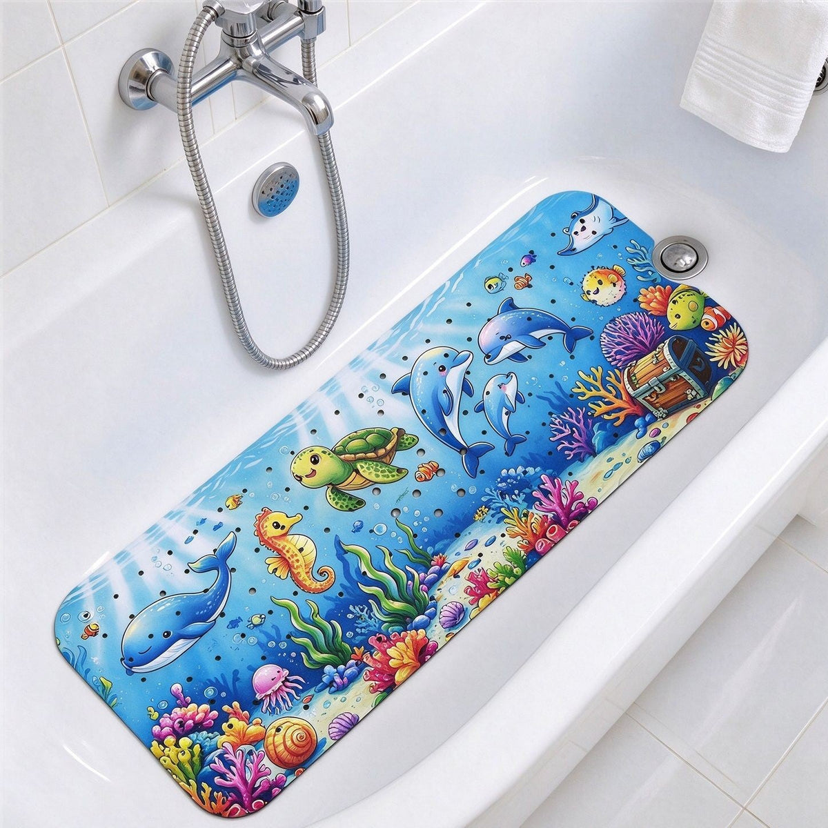 Nautical Themed Non-Slip Bath Mat Bowlift — product view 3