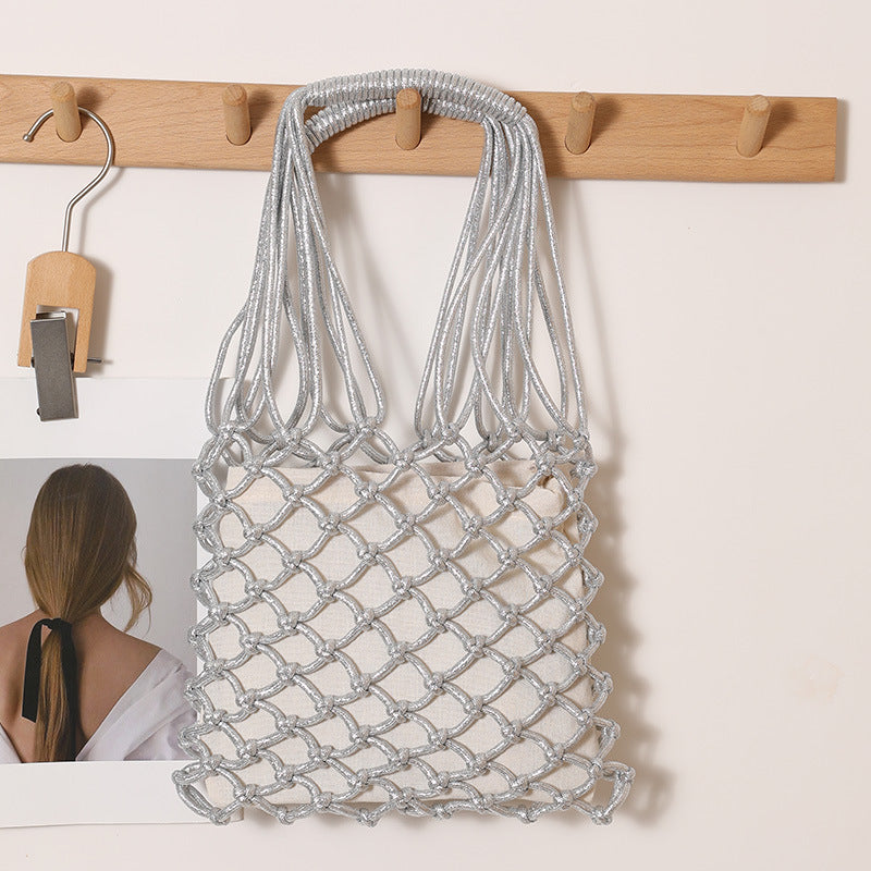 Elegant mesh tote bag with sturdy handles LoungeYard — product view 6