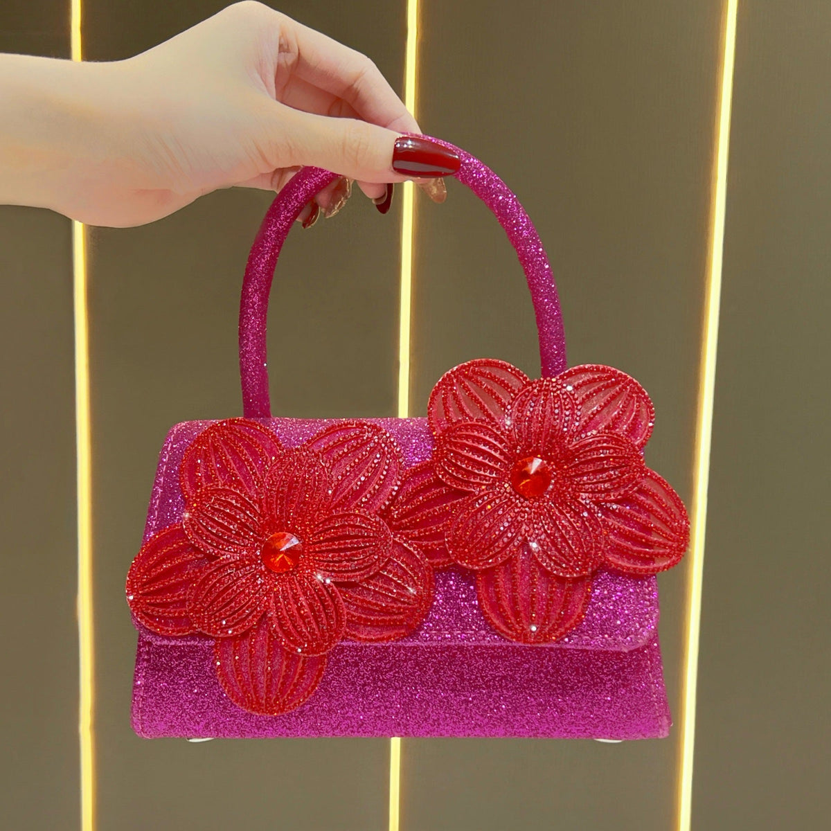 Flower Embellished Evening Handbag — product view 1