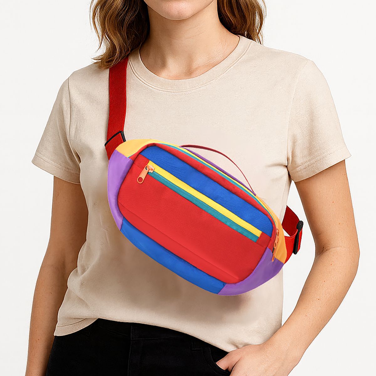 Hip bag with multiple compartments and adjustable belt LoungeYard — product view 1