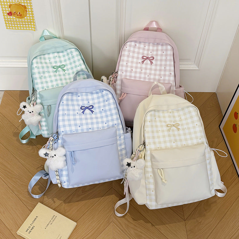 Checked Patterned School Backpack LoungeYard — product view 1