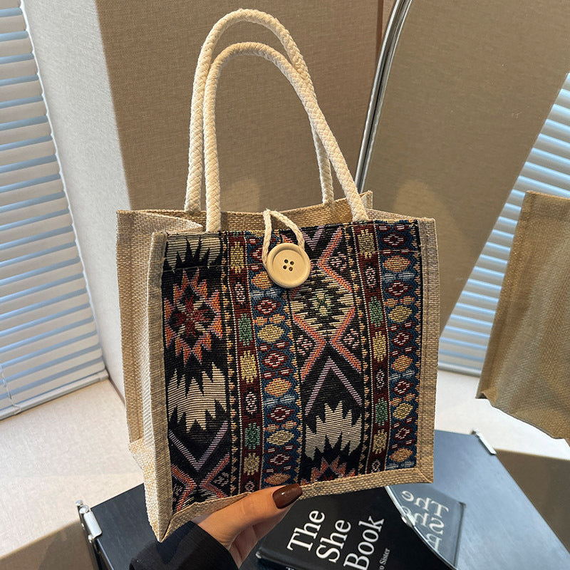 Bohemian Geometric Patterned Tote Bag — product view 1