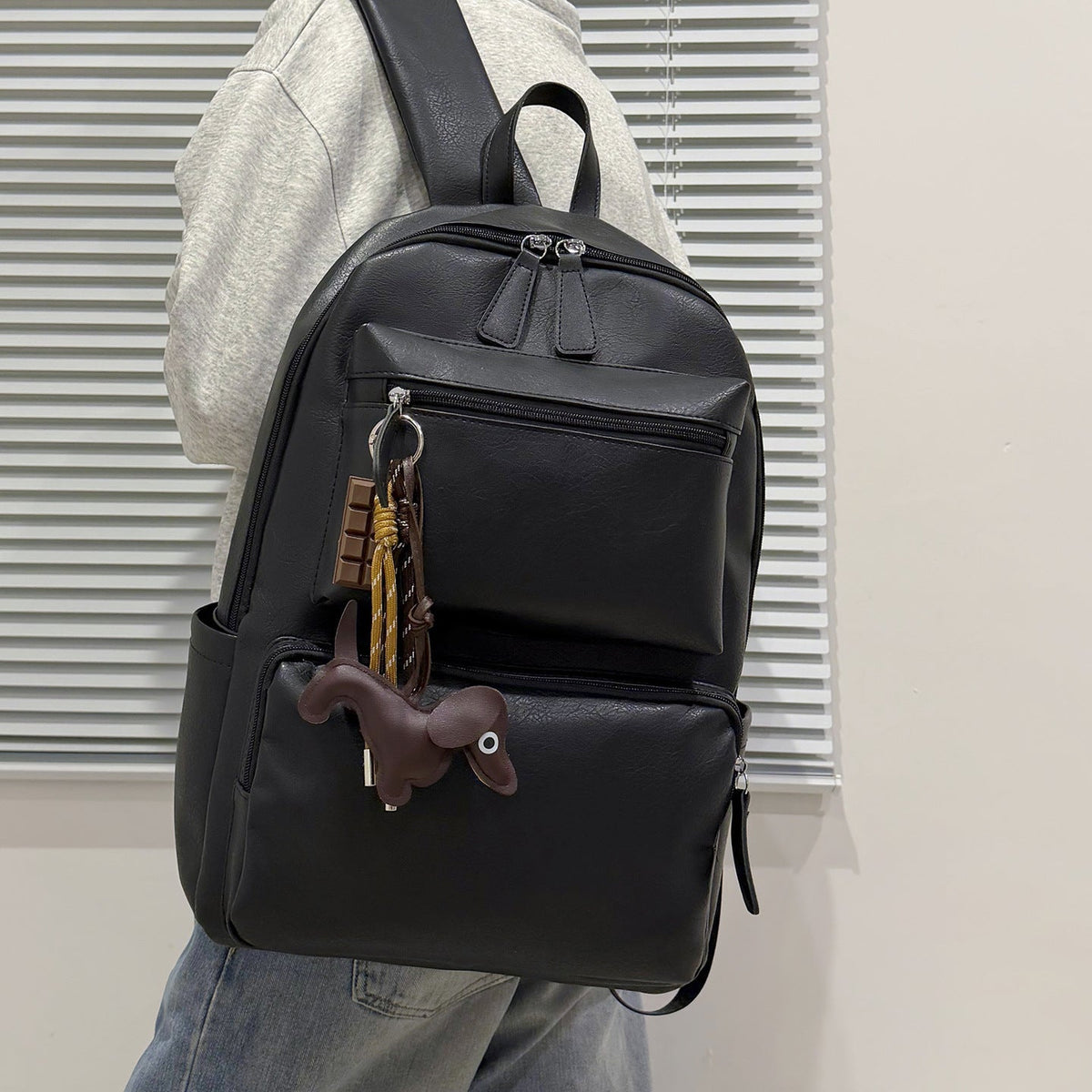 Modern Leather Backpack LoungeYard — product view 3