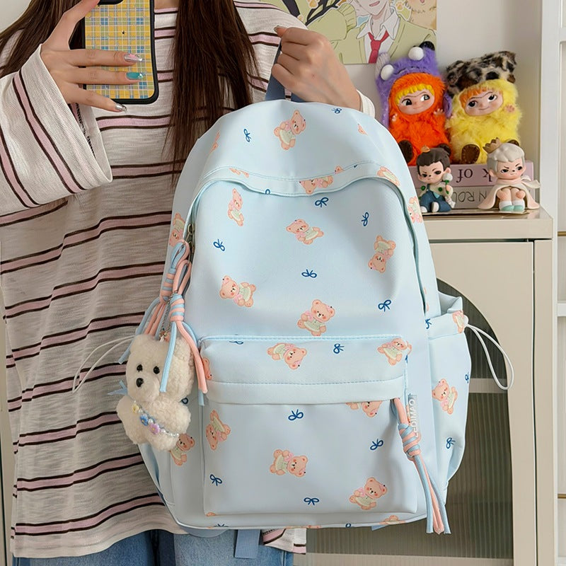 Cute Bear-Print School Backpack LoungeYard — product view 2