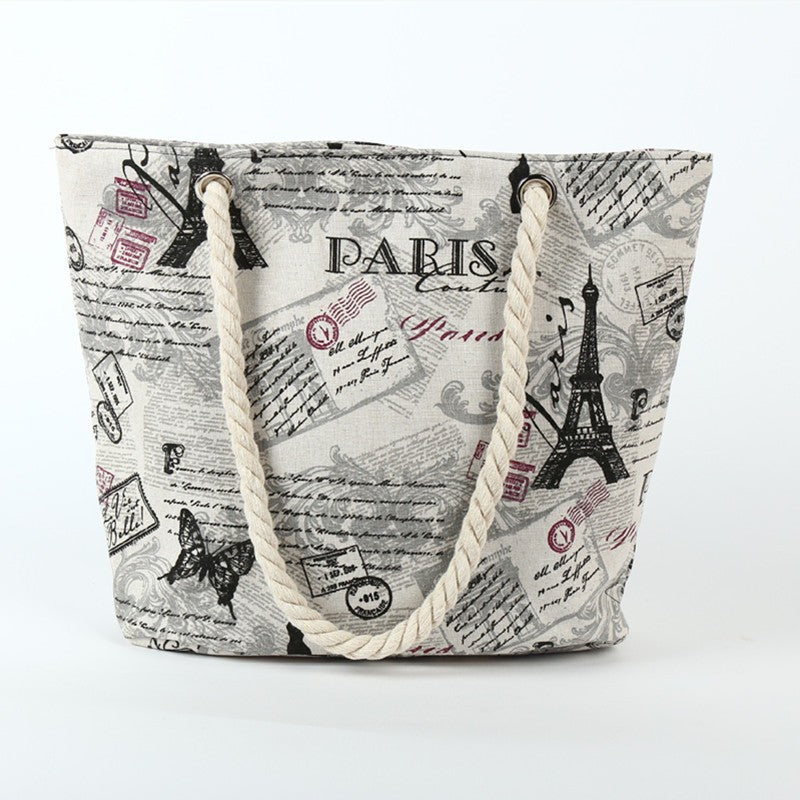 Beach bag in maritime design with sturdy rope handles LoungeYard — product view 1