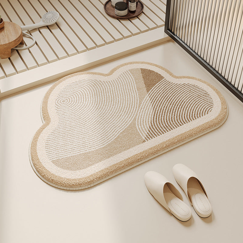 Cloud-Shaped Absorbent Microfiber Bath Mat with Anti-Slip Backing and Textured Concentric Pattern — product view 1