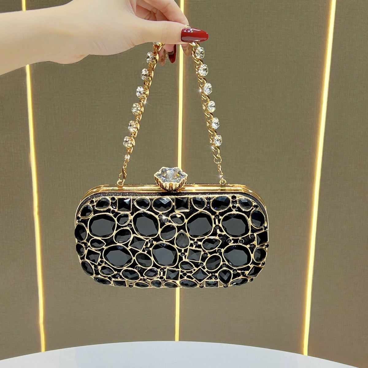 Decorative Crystal-Accented Evening Clutch — product view 5
